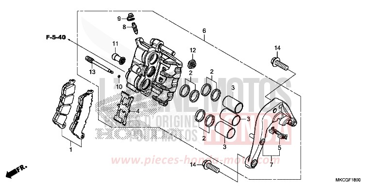 REAR BRAKE CALIPER for Gold Wing CANDY ARDENT RED (R367) from 2020